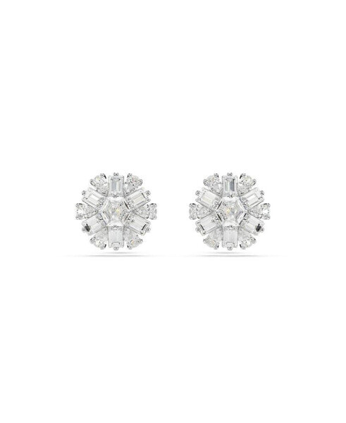 Snowflake White Rhodium Plated Idyllia Stud Earrings