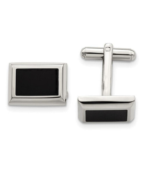 Stainless Steel Polished Black IP-plated Rectangle Cufflinks