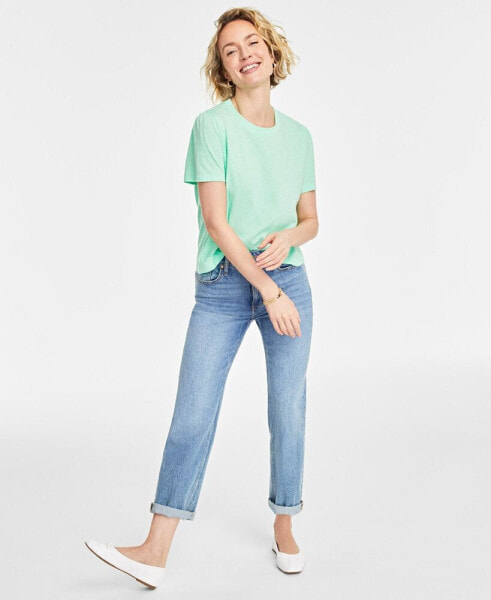 Women's Gathered-Sleeve Crewneck T-Shirt, Created for Macy's