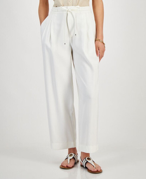 Women's Belted Pleated-Front Ankle Pants