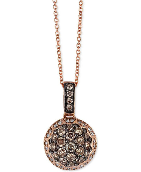 Le Vian chocolate Diamond (5/8 ct. t.w.) & Vanilla Diamond (1/10 ct. t.w.) Cluster 18" Pendant Necklace in 14k Rose Gold