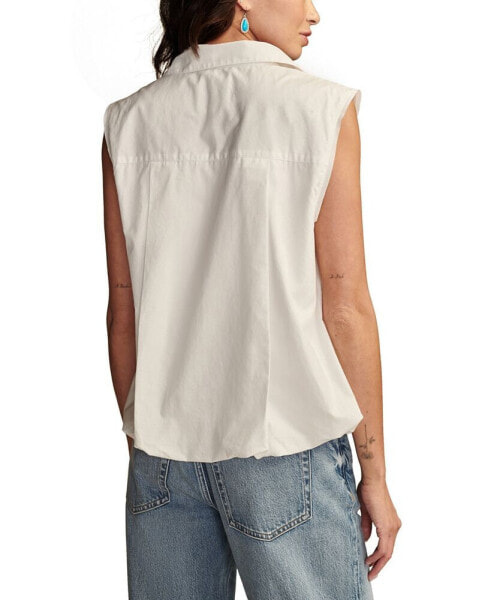 Women's Cotton Sleeveless Bubble Hem Shirt