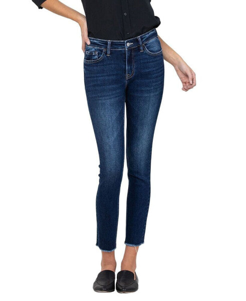 Women's Mid Rise Raw Hem Cropped Skinny Jeans