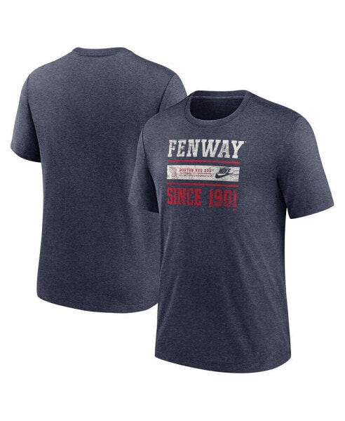 Men's Heather Navy Boston Red Sox Cooperstown Collection Local Stack Tri-Blend T-Shirt