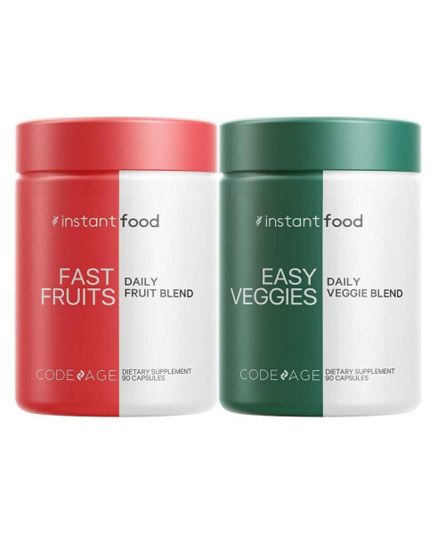 Easy Veggies + Fast Fruits Vitamins Bundle, 30+ Daily Vegetable & Fruit Blend Multivitamin Supplement - 180ct