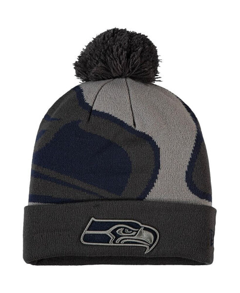 Men's Graphite Seattle Seahawks Logo Whiz Redux Cuffed Knit Hat