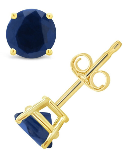 Sapphire (1-1/5 ct. t.w.) Stud Earrings in 14K White Gold. Also Available in 14K Yellow Gold
