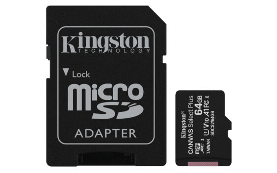 Kingston Canvas Select Plus - 64 GB - MicroSDXC - Class 10 - UHS-I - 100 MB/s - 85 MB/s