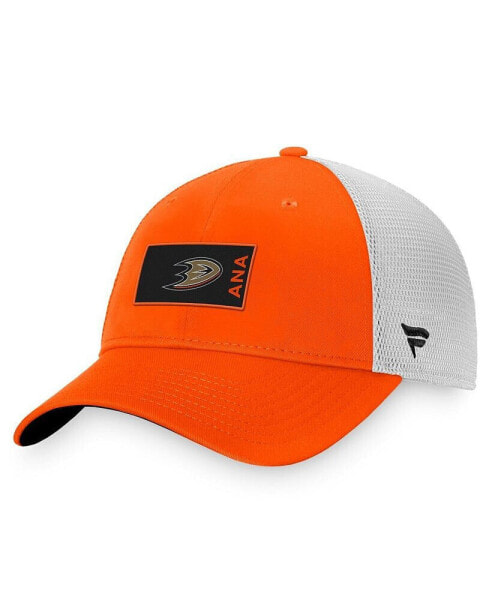 Men's Orange, White Anaheim Ducks Authentic Pro Rink Trucker Snapback Hat