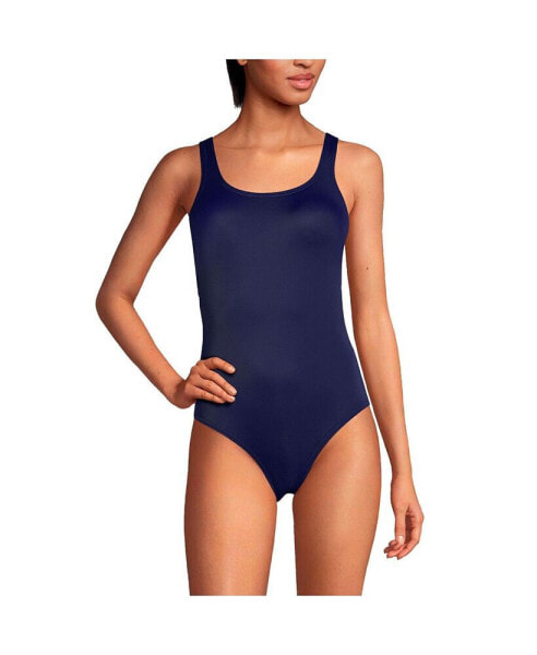 Petite Chlorine Resistant High Leg Soft Cup Tugless Sporty One Piece Swimsuit