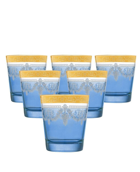 Double Old Fashion 6 Piece Gold Band Glass Set