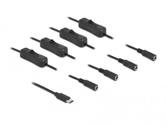 Delock 86802 - USB Type-C - 4 x DC 5.5 x 2.1 mm - 1 m - Black
