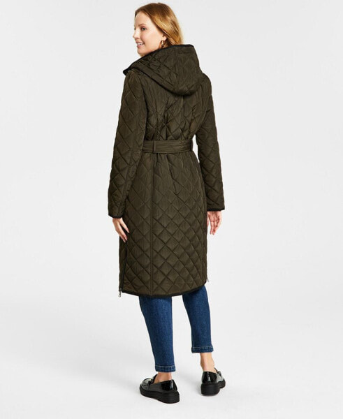 Women's Hooded Belted Quilted Coat DKNY Размер: S купить от