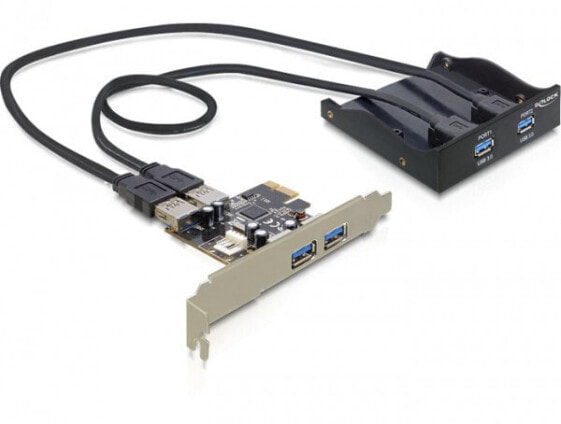 Delock Front Panel + PCI Express Card - PCIe - USB 3.2 Gen 1 (3.1 Gen 1) - Black - USB - 5000 Mbit/s - 0.6 m