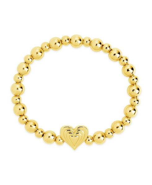 Silver-Tone or Gold-Tone Beating Heart Beaded Bracelet