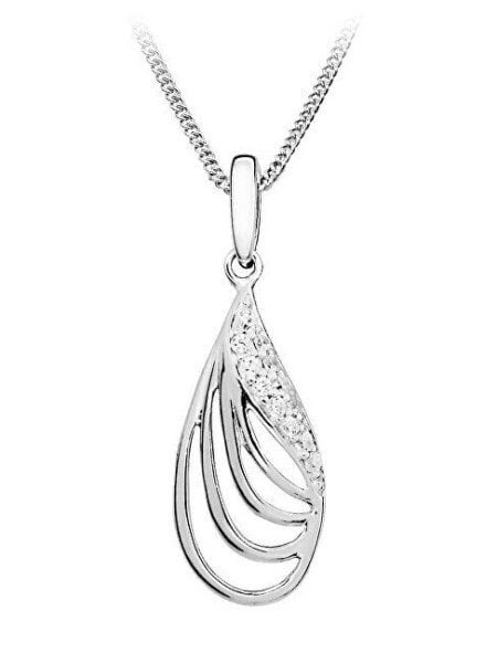 Fashion silver pendant with zircons P0000624