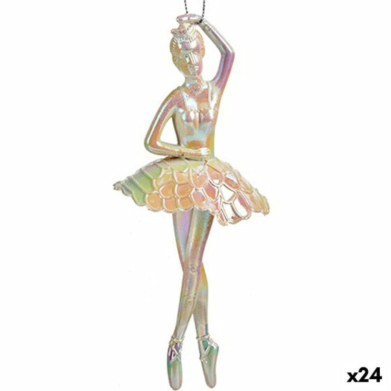 Christmas bauble Ballerina Mother of pearl Plastic Glitter 6,7 x 16 x 6,7 cm (24 Units)