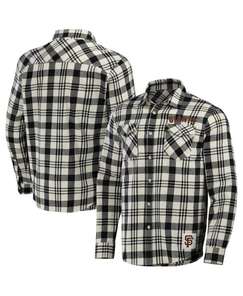 Men's Darius Rucker Collection by Black San Francisco Giants Plaid Flannel Button-Up Shirt