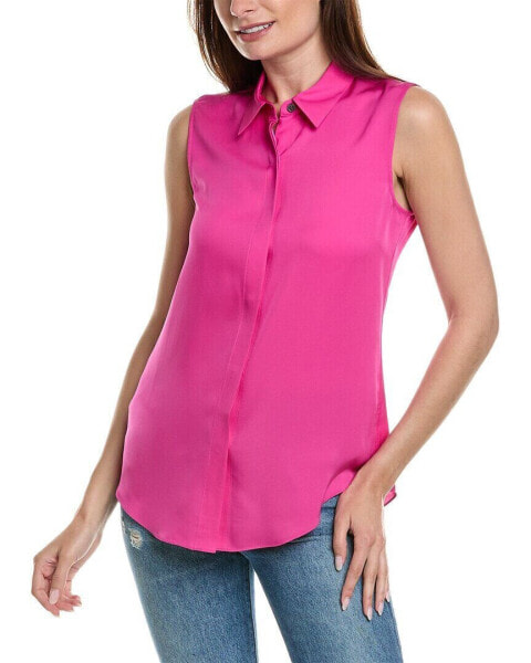 Theory Tanelis Silk Shirt Women's Pink M