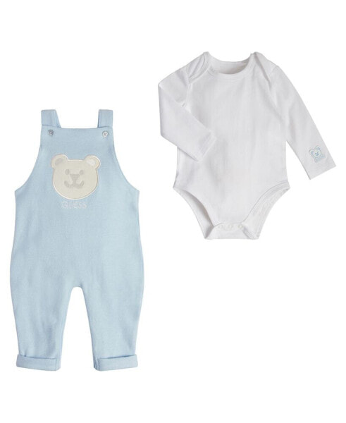 Baby Boys Bodysuit and Heavy Knit Jersey Overall, 2 Piece Set