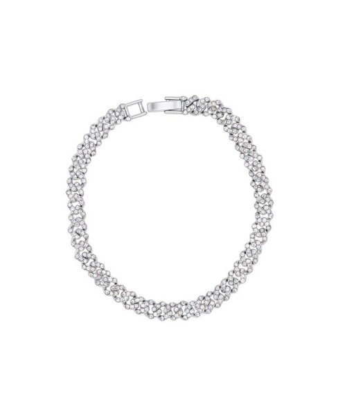 Silver 8mm Crystal Curb Chain Bracelet