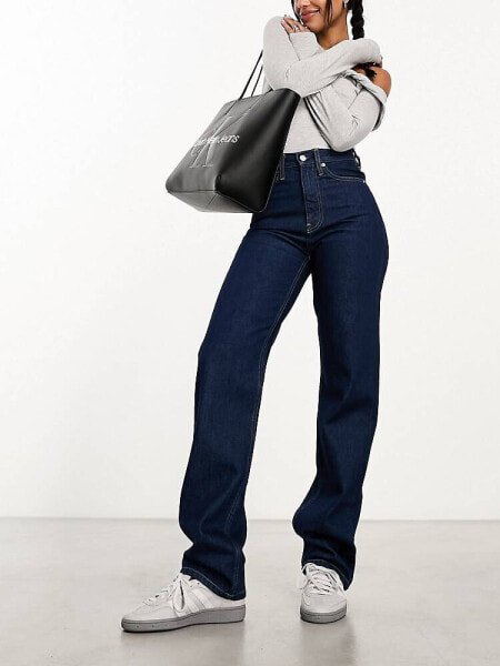 Calvin Klein Jeans high rise straight jeans in rinse wash