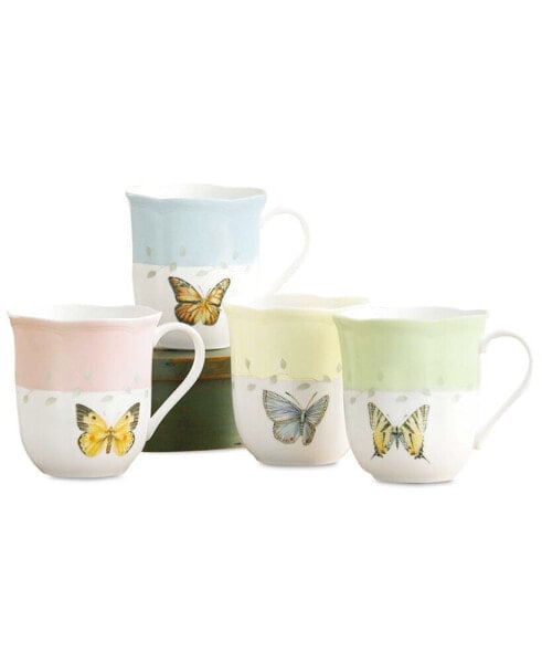 Butterfly Meadow 12 oz. Porcelain Mugs, Set of 4
