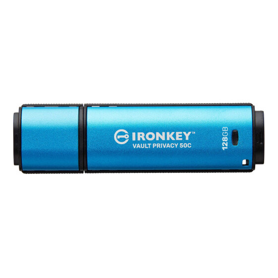 Kingston IronKey VP50 - 128 GB - USB Type-C - 3.2 Gen 1 (3.1 Gen 1) - 250 MB/s - Cap - Black - Blue