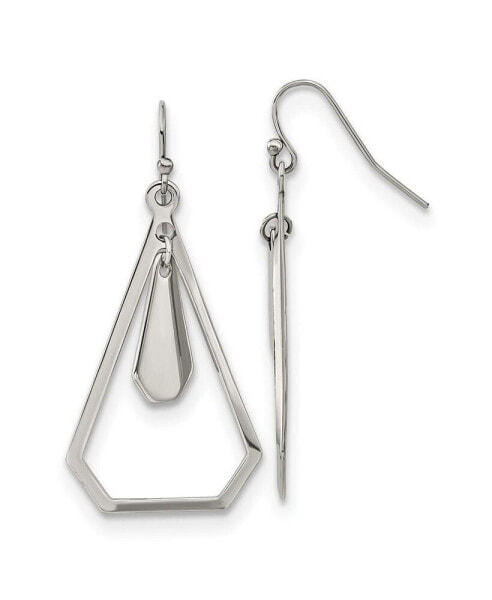 Stainless Steel Polished Dangle Shepherd Hook Earrings