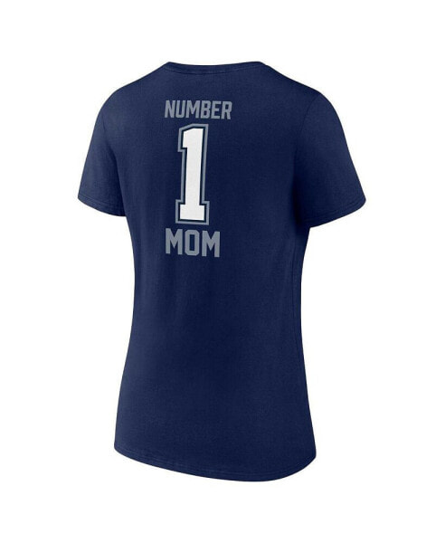 Women's Navy Dallas Cowboys Plus Size Mother's Day 1 Mom V-Neck T-Shirt