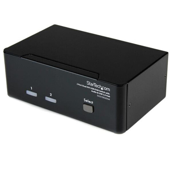 StarTech.com 2 Port Dual DVI USB KVM Switch with Audio & USB 2.0 Hub - 2048 x 1536 pixels - Black