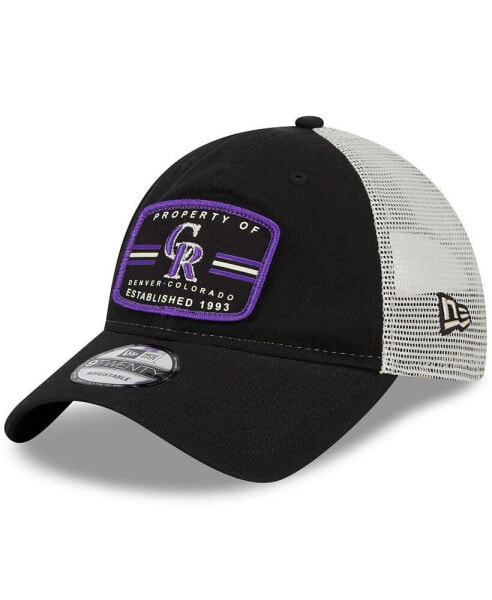 Men's Black Colorado Rockies Property Trucker 9TWENTY Snapback Hat