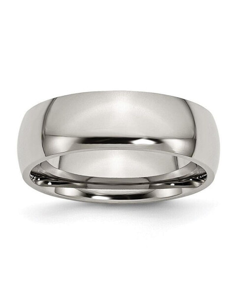 Titanium Polished 7 mm Half Round Wedding Band Ring