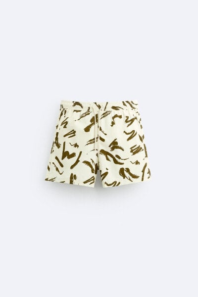 Abstract print swimming trunks