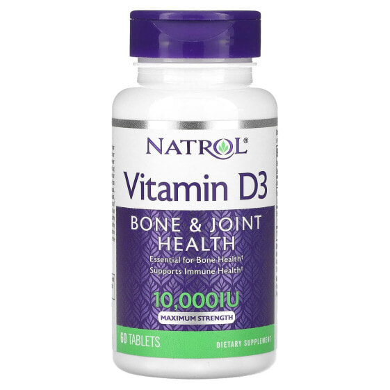 Витамин D3 укрепляющий для костей и суставов Max Strength Natrol, 10 000 МЭ, 60 таблеток
