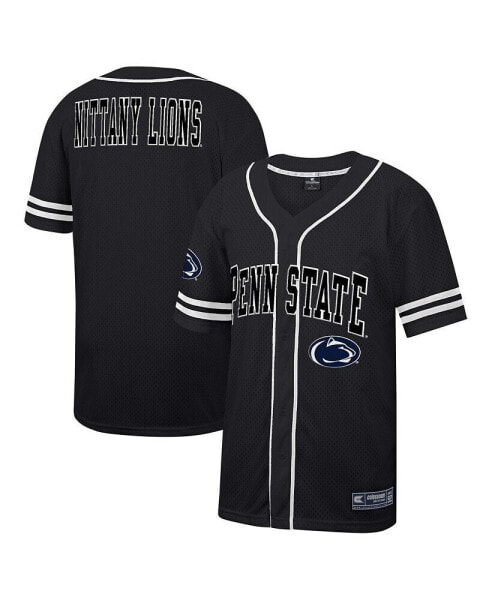 Men's Black Penn State Nittany Lions Free Spirited Mesh Button-Up Baseball Jersey
