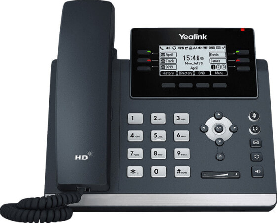 Yealink SIP-T42U - IP Phone - Grey - Wired handset - Desk/Wall - 100 entries - LCD