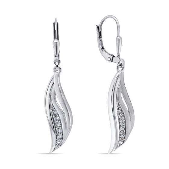 Fancy silver earrings with zircons EA274W