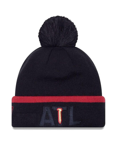 Men's Black Atlanta United FC Wordmark Kick Off Cuffed Knit Hat with Pom