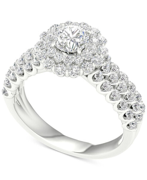 Diamond Double Halo Multi-Row Engagement Ring (1-1/2 ct. t.w.) in 14k White Gold