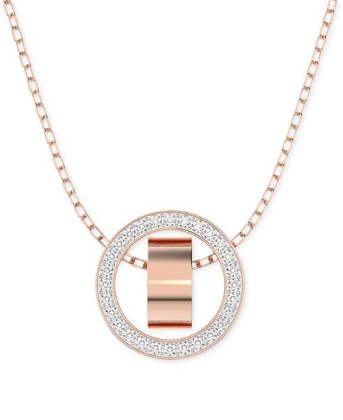 Rose Gold-Tone Crystal Circle 29-1/2" Adjustable Pendant Necklace