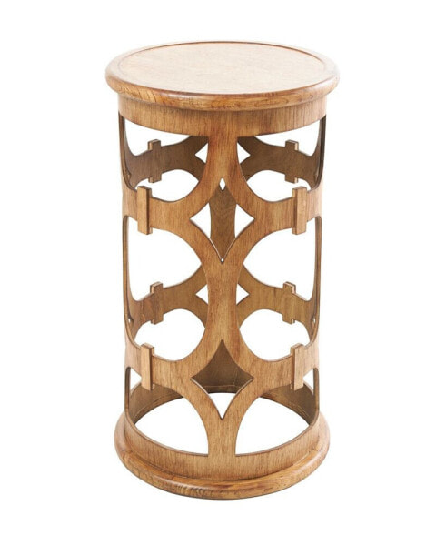 24" Wood Open Frame with Circular Cut-Outs Geometric Accent Table