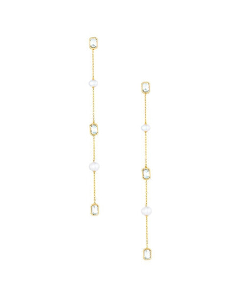 Freshwater Pearl and Glass Linear Drop Earrings