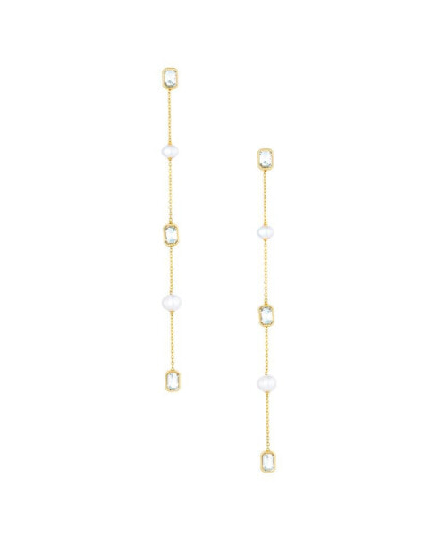 Серьги Ettika Freshwater Pearl Linear Shell