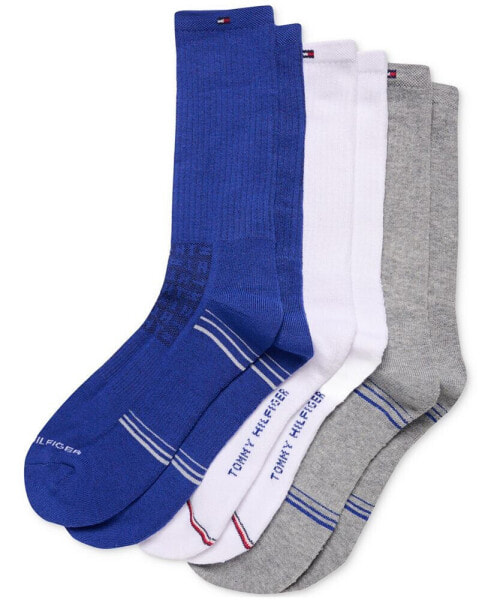 Men's Cushioned Crew Length Socks, Assorted Patterns, Pack of 3