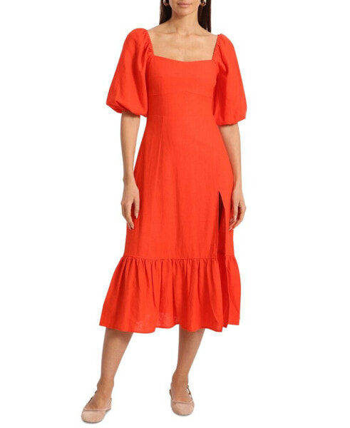 Платье Avec Les Filles женское с рукавами-пуфами Midi Dress