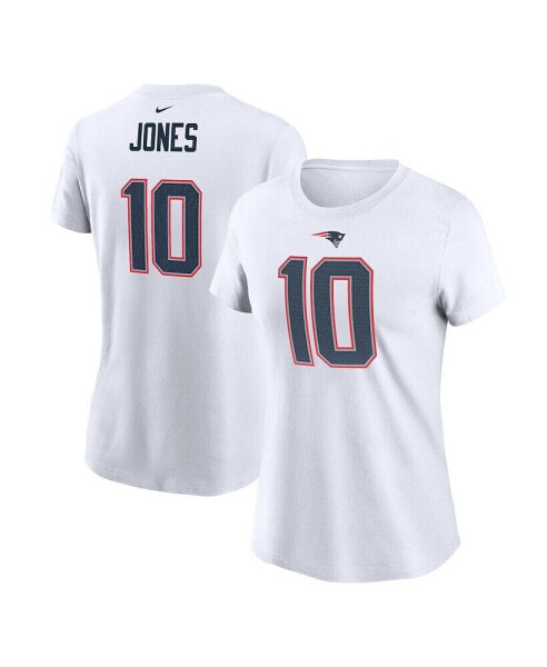 Футболка женская Nike Mac Jones New England Patriots с футбольной вышивкой на белом фоне