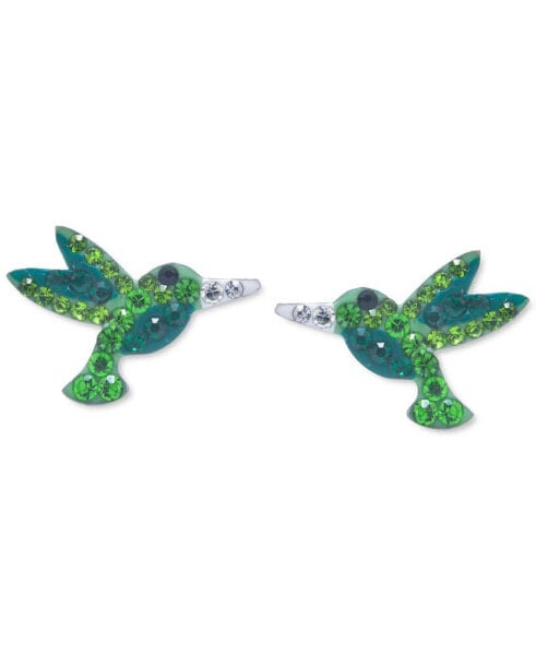 Crystal Hummingbird Stud Earrings in Sterling Silver