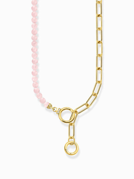 Thomas Sabo KE2193-414-9-L47V Gold-plated necklace w. link chain elements and pink beads