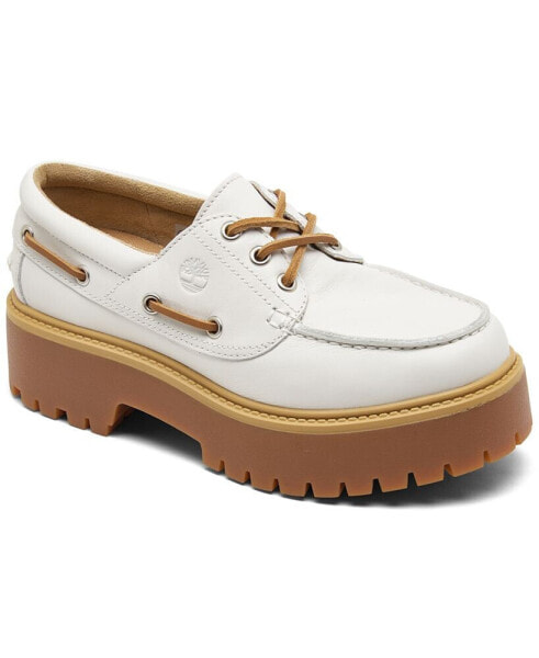 Women's Stone Street 3-Eye Premium Leather Platform Boat Shoes from Finish Line